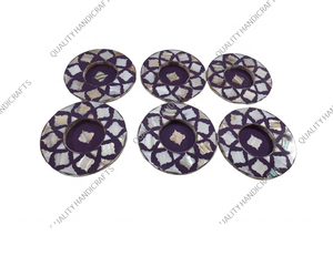 New Best Design Vintage Round Multi Color Mother of Pearl Inlay Wood 12.5cm <b>Coaster</b> Set for Home and Kitchen <b>Table</b> - Product Image 4