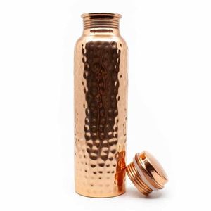 Bouteille d'eau réutilisable en cuivre pur 34oz, écologique, zéro déchet, en métal, martelée à la main, sans raccords, gourde d'hydratation - Product Image 4