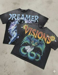 T-shirt Homme 2026 Effet Usé Délavé au Soleil et à l'Acide |   Tissu en coton tissé surdimensionné et ample |   Impression numérique OEM, style streetwear, séchage rapide - Product Image 6