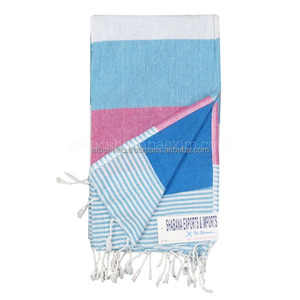 Serviette Fouta en coton tissé éponge de qualité supérieure, séchage rapide, écologique, compressée, à rayures, pour la plage, le spa et la salle de bain - Product Image 2