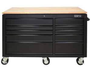 Wholesale 10 <b>Drawer</b> Rolling Tool Cabinet Matte Black Powder Coated Steel with Wooden Top for Garage <b>Workshop</b> Tool Storage - Product Image 6