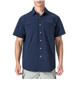 Chemise de pêche à manches courtes personnalisée pour hommes UPF 50 + protégée contre les UV 100% polyester respirant ventilé dos boutonné grande taille - Product Image 1