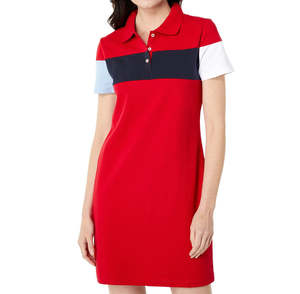 Vestido Polo de Algodón Piqué Premium para Mujer - Ropa de Golf con Logotipo Bordado Personalizado - Elegante Conjunto de Tenis con Ribete a Rayas - Product Image 1