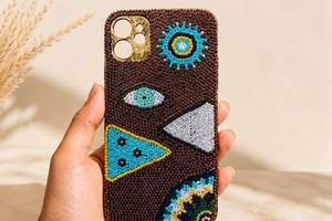 เคสโทรศัพท์ทำมือประดับลูกปัดลายดอกไม้หลากสี รูปทรงสี่เหลี่ยมผืนผ้า วัสดุลูกปัดแก้ว ปักครอสติช - Product Image 2