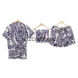 ชุดนอนผ้าฝ้ายแท้ 100% พิมพ์ลายด้วยมือ ทรงคังกูร่า คอวี แขนสั้น เอวยางยืด ระบายอากาศได้ดี สำหรับผู้หญิง - Product Image 3