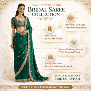 Sari de Seda Satinada Fandy |   Trabajo de Bordado con Lentejuelas y Dori Zari |   Sari de Diseñador para Bodas y Fiestas | Sari Étnico Tradicional Indio - Product Image 6