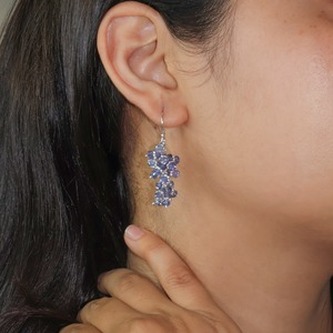 Pendientes Colgantes de Aleación de Zinc Chapados en Oro con Cristales y Racimos de Diamantes de Imitación, con Cuentas Púrpuras, Joyería de Moda para Mujer, para Bodas - Product Image 4
