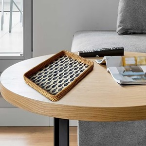 Plateau en rotin de luxe fait main avec incrustation de nacre – Plateau de service haut de gamme pour collations, idéal pour les repas festifs et les cadeaux - Product Image 5