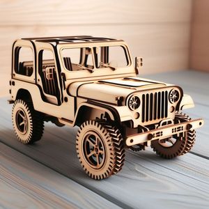 DIY Wooden Off-Road Jeep <b>Model</b> <b>Kit</b> | 3D Laser Cut Wooden Puzzle | Mechanical Assembly Toy | Eco-Friendly STEM Educational Craft - Product Image 1