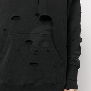 Sudadera con Capucha para Hombre, Estilo Urbano, Corte Regular, 100% Algodón, Felpa Gruesa, Hombros Caídos, Bordado, Lavado Ácido, Color Sólido, Invierno - Product Image 6