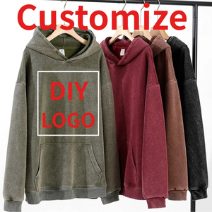 Customized Hoodie High Quality Street <b>Retro</b> Washed Mens Hooded <b>Sweatshirt</b> DIY Your Brand Design Personalized Team Clothing - Product Image 4
