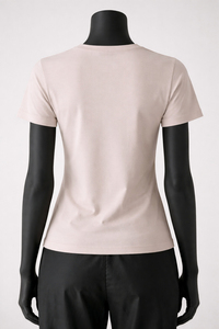 Camiseta Ajustada Personalizada para Mujer, Diseño Sólido, Algodón Ecológico, Manga Corta, Ropa Urbana, OEM, Precio Económico al por Mayor - Product Image 4