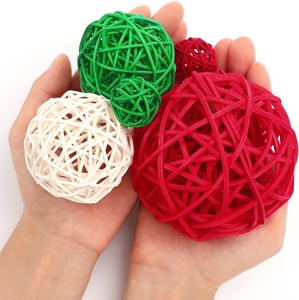 Colorful <b>christmas</b> balls natural rattan hanging ball wholesale supply holiday decor accessories - Product Image 2