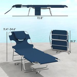 Ensemble de chaises longues d'extérieur bleu foncé, un ensemble de deux fauteuils pour bronzer - Product Image 6