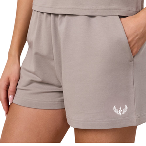Womens Stone Cropped Full Zip Hoodie and <b>Shorts</b> Set Relaxed Fit Lounge Wear Athleisure Activewear Outfit - Product Image 5