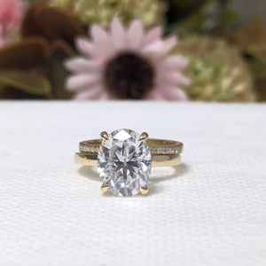 2.90 Ct Oval Cut Lab Grown <b>Diamond</b> Hidden Halo Engagement <b>Ring</b> Set IGI Certified Luxury Bridal Set for Women Solid 14K Yellow - Product Image 5