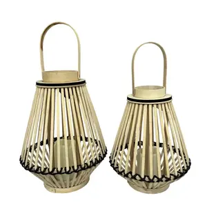 Antiguo mimbre bambú decoración del hogar linterna hecha a mano Vietnam decoración estilo elegante hecho a mano bambú portavelas linterna - Product Image 4