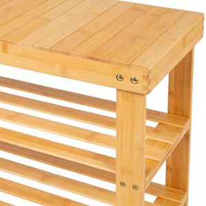 Étagère à chaussures en bambou sans couture à 3 niveaux, 70 cm de long, bois naturel, dimensions 70*28*45 cm - Product Image 2