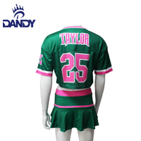 Haut court de cheerleading en maille vert rose SANFORD 25, jupe plissée, uniforme de cheerleading, logo personnalisé, numéro, tenue d'entraînement pour équipe féminine