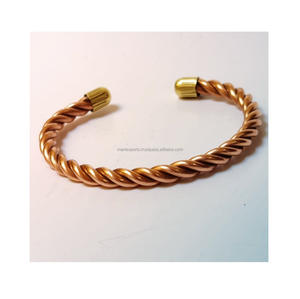 Brazalete de Cobre Sólido de Primera Calidad con Acabado Liso, Chapado en Cobre Antiguo, Ajustable, Unisex, para Uso Diario - Product Image 2