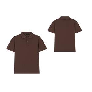 Polo en coton marron pour homme, manches courtes, logo personnalisé, polo de golf uni, t-shirt, fournisseur en gros OEM - Product Image 1