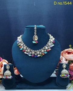 Exquisite Pear Cut Stone Studded Necklace <b>Set</b> Traditional Wear Jewelry <b>Sets</b> Antique Gold Plated Fashion <b>Jewellery</b> <b>Set</b> For Womens - Product Image 3