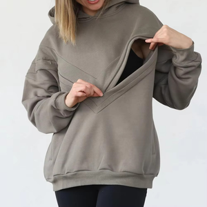 Sweat à capuche zippé pour homme, qualité supérieure, couleur unie, pour la maternité et l'allaitement, 100% coton, polaire surdimensionné, durable - Product Image 5