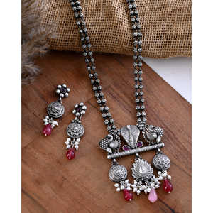 Meera Jaipur Aadhya <b>Fine</b> <b>Jewelry</b> <b>Set</b>-Antique Silver Necklace - Product Image 1