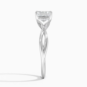 Anillo SOJ 014, Corte Asscher, Plata 925, Anillo de Compromiso Ayla Twist Solitaire, Certificado GRA, 2ct, Color D, VVS1, Moissanita - Product Image 3