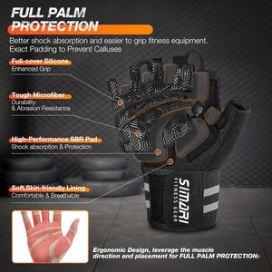 Workout Gym <b>Gloves</b> for Men Women, <b>Weight</b> Lifting <b>Gloves</b> with Wrist Wrap Support, SBR Pad Grip for Full Palm Protection - Product Image 4