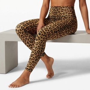 Leggings taille haute à imprimé léopard, longueur intégrale, extensibles, tricotés, sportifs, toutes saisons, pantalons de sport pour femmes - Product Image 5