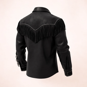 <b>Men</b>’s Premium Black <b>Suede</b> Fringe Western Shirt Modern Cowboy Tassel Design with Sleek Vintage Finish - Product Image 5