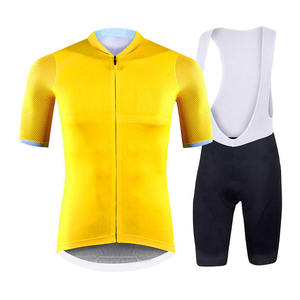 Ensemble de maillot de cyclisme pour hommes, manches courtes, jaune, noir, blanc, kit de sport respirant - Product Image 2
