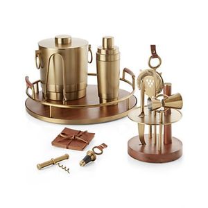 Accessoires de bar élégants, seau à glace métallique, shaker à martini, refroidisseur à vin, décoration de table luxueuse pour recevoir, outils de bar design. - Product Image 1