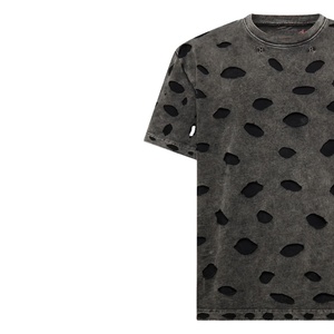 Drop Shoulder Distressed T-Shirts for <b>Men</b> 100% Cotton High Quality Breathable Lightweight Custom Logo Printing OEM Service - Product Image 2