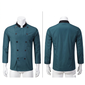 Uniforme de Chef Negro Premium de 220 GSM en Polialgodón con Ribete Rosa, Doble Botonadura y Logotipo Bordado Personalizado - Product Image 2