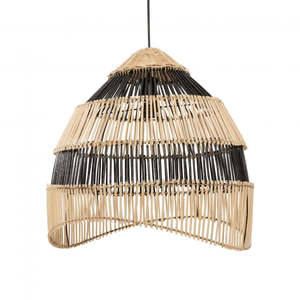 Black Natural Rattan Hanging Lamp <b>Shade</b> Handwoven Bohemian Ceiling <b>Light</b> Cover Modern <b>Wicker</b> Pendant Lighting For Home Decor - Product Image 2