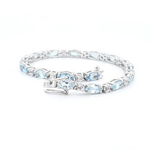 Natural Sky Blue Topaz Charm <b>Bracelet</b> in Sterling Silver White Gold Plated Luxury <b>Gemstone</b> Jewelry for Women Party - Product Image 2