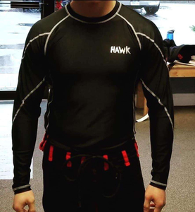 Chemise de compression à manches longues noire, 100% polyester, respirante, séchage rapide, antibactérienne, UPF 50, logo personnalisé, fitness, MMA - Product Image 4
