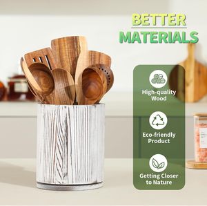 Organizador Giratorio de Utensilios de Cocina de Madera de Acacia de Lujo, Rotación de 360 Grados, Organizador de Almacenamiento para Encimera de Cocina con Juego de Espátulas - Product Image 2