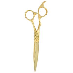 Ciseaux de coiffure professionnels en acier inoxydable, lame tranchante, pour droitiers, manche long, finition dorée - Product Image 2