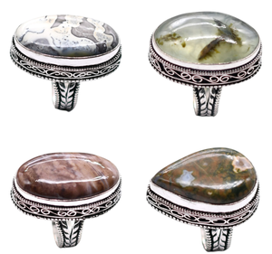 En gros, bagues vintage chrétiennes plaquées argent, avec pierres précieuses en laiton serties, brillantes et assorties, originales - Product Image 4