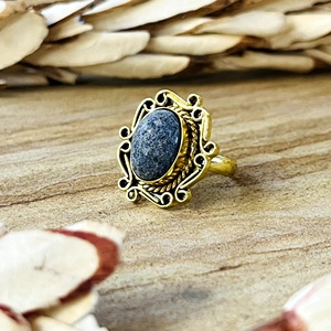 Trend New <b>Lapis</b> <b>Lazuli</b> <b>Rings</b> Boho Brass Jewelry for Women 18k Gold Plated Antique Filigree Statement <b>Ring</b> for Wholesale/OEM/ODM - Product Image 6
