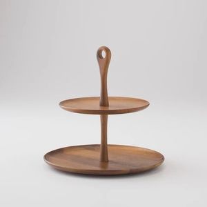 Fresh Quality 2 Tier Wood Cupcake Stand Wood Cake Stand Holder Round Tiered <b>Display</b> Stand Detachable Cupcake Serving Tray - Product Image 1