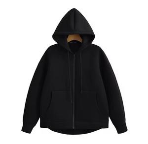 เสื้อฮู้ดซิปแบบโอเวอร์ไซส์ ยูนิเซ็กซ์ สีพื้น สไตล์สตรีทแวร์ลำลอง ทรงหลวม ผ้าฝ้าย 100% เป็นมิตรต่อสิ่งแวดล้อม ผ้าเฟรนช์เทอร์รี่ - Product Image 3