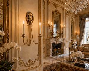 Luxury European Venetian Baroque <b>Wall</b> <b>Sconce</b> Premium Decorative <b>Wall</b> <b>Light</b> with Elaborate Ornamental Mirrorwork, Elegant Brass S - Product Image 1