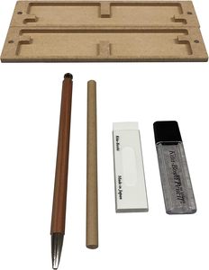 Ensemble de crayons pour adultes Kita-Boshi OTP-3000GFT |   Plomb de 0,5 mm |   Corps en plastique doré, comprenant un étui et un taille-crayon |   Fabriqué au Japon - Product Image 4