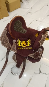 Custom Luxury Printed Seat Genuine Leather Western Horse Saddle Barrel Racing Copper Studded Design Portable comfy seat - Product Image 2