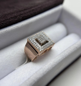<b>Iced</b> Out Men's Engagement <b>Ring</b> Square Shape Statement Hip Hop Rhodium Plated Cluster <b>Ring</b> 925 Sterling Silver Chunky <b>Ring</b> - Product Image 3