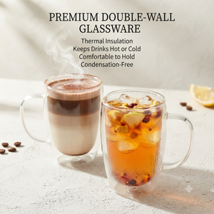 Modern 14 15 16 oz <b>Double</b>-<b>Wall</b> Glass Cup for Homeware Distributors - Product Image 5